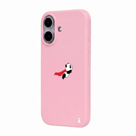iPhone 17 Pembe Lansman Renkli Silikon Fliying Panda Tasarımlı Premium Kılıf