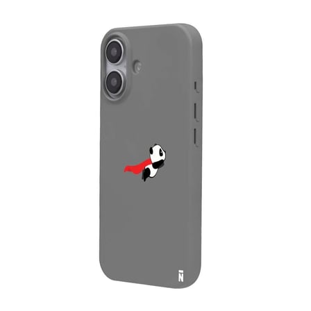 iPhone 16 Plus Gri Lansman Renkli Silikon Fliying Panda Tasarımlı Premium Kılıf