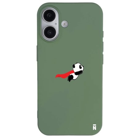 iPhone 16 Plus Yeşil Lansman Renkli Silikon Fliying Panda Tasarımlı Premium Kılıf