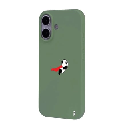 iPhone 16 Plus Yeşil Lansman Renkli Silikon Fliying Panda Tasarımlı Premium Kılıf