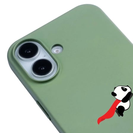 iPhone 16 Plus Yeşil Lansman Renkli Silikon Fliying Panda Tasarımlı Premium Kılıf