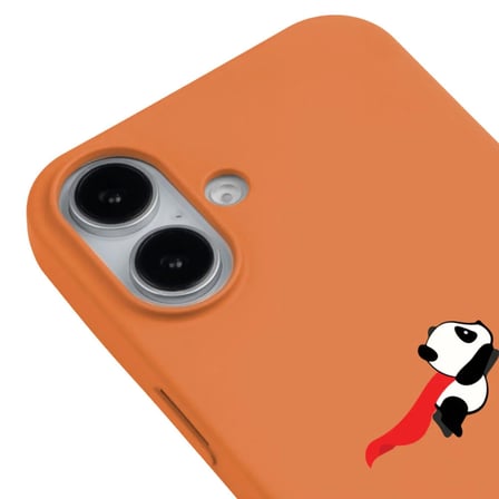 iPhone 16 Plus Turuncu Lansman Renkli Silikon Fliying Panda Tasarımlı Premium Kılıf