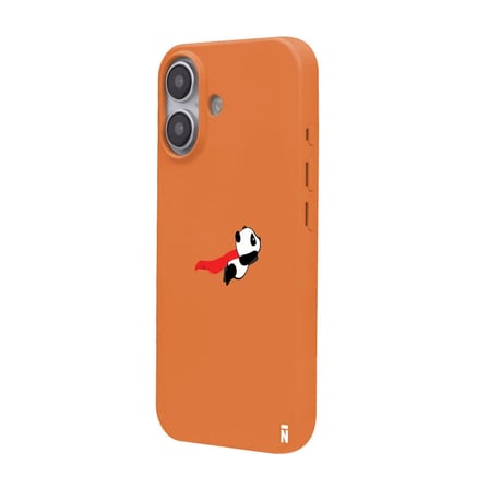 iPhone 16 Turuncu Lansman Renkli Silikon Fliying Panda Tasarımlı Premium Kılıf