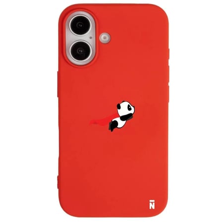 iPhone 16 Kırmızı Lansman Renkli Silikon Fliying Panda Tasarımlı Premium Kılıf