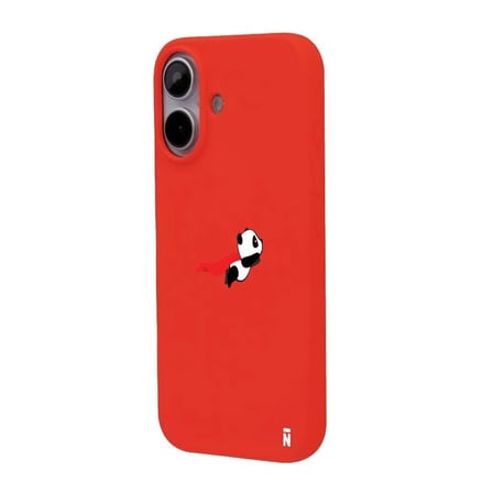iPhone 16 Kırmızı Lansman Renkli Silikon Fliying Panda Tasarımlı Premium Kılıf