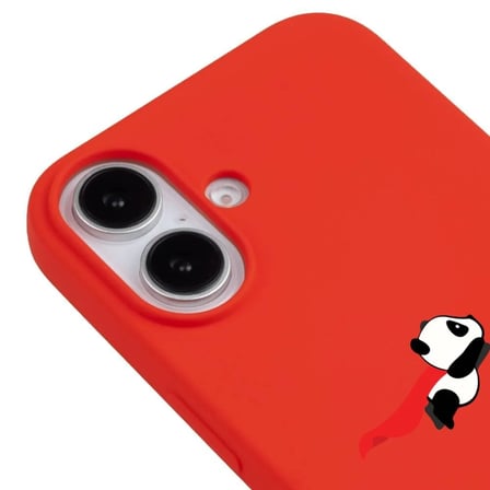 iPhone 16 Kırmızı Lansman Renkli Silikon Fliying Panda Tasarımlı Premium Kılıf