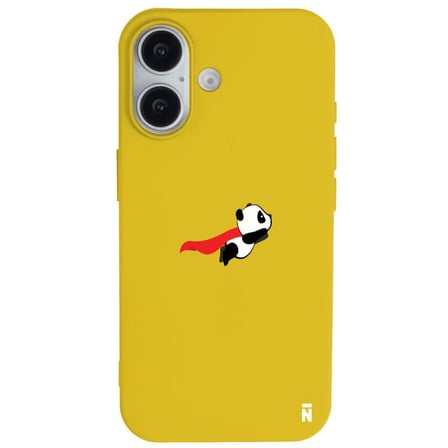 iPhone 16 Sarı Lansman Renkli Silikon Fliying Panda Tasarımlı Premium Kılıf