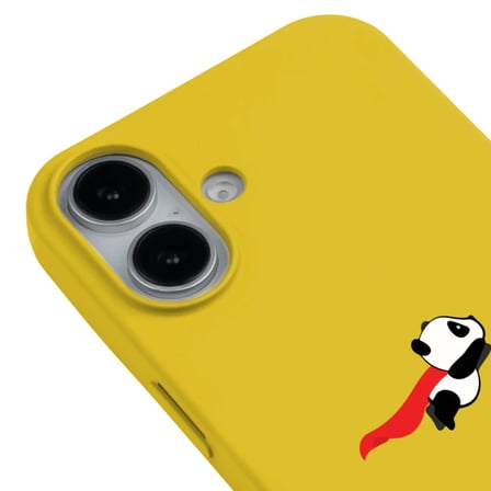 iPhone 16 Sarı Lansman Renkli Silikon Fliying Panda Tasarımlı Premium Kılıf