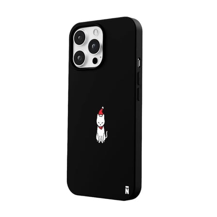 iPhone 16 Pro Max Siyah Lansman Renkli Silikon New Year Kedi Tasarımlı Premium Kılıf