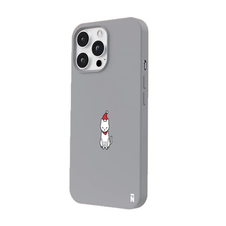 iPhone 16 Pro Max Gri Lansman Renkli Silikon New Year Kedi Tasarımlı Premium Kılıf