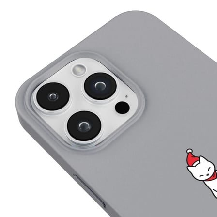 iPhone 16 Pro Max Gri Lansman Renkli Silikon New Year Kedi Tasarımlı Premium Kılıf