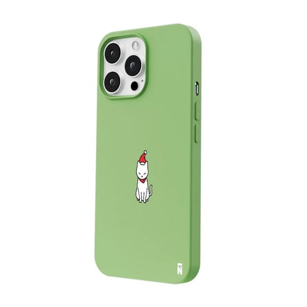 iPhone 16 Pro Max Yeşil Lansman Renkli Silikon New Year Kedi Tasarımlı Premium Kılıf