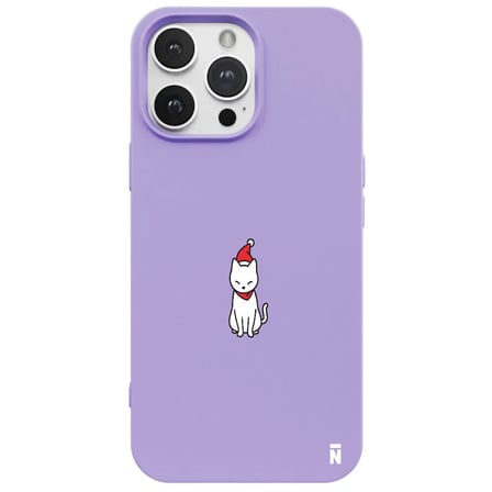 iPhone 16 Pro Max Lila Lansman Renkli Silikon New Year Kedi Tasarımlı Premium Kılıf