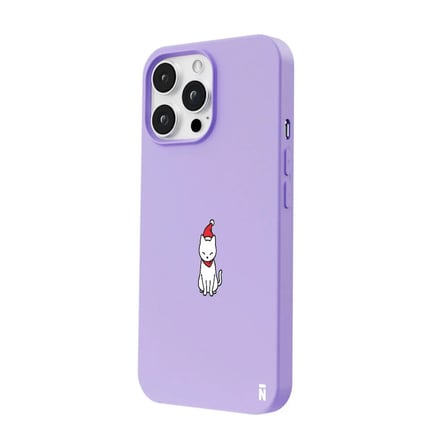 iPhone 16 Pro Max Lila Lansman Renkli Silikon New Year Kedi Tasarımlı Premium Kılıf