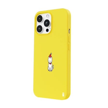 iPhone 16 Pro Max Sarı Lansman Renkli Silikon New Year Kedi Tasarımlı Premium Kılıf