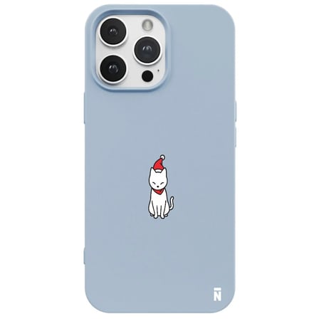 iPhone 15 Pro Max Mavi Lansman Renkli Silikon New Year Kedi Tasarımlı Premium Kılıf