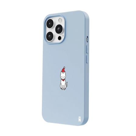 iPhone 15 Pro Max Mavi Lansman Renkli Silikon New Year Kedi Tasarımlı Premium Kılıf