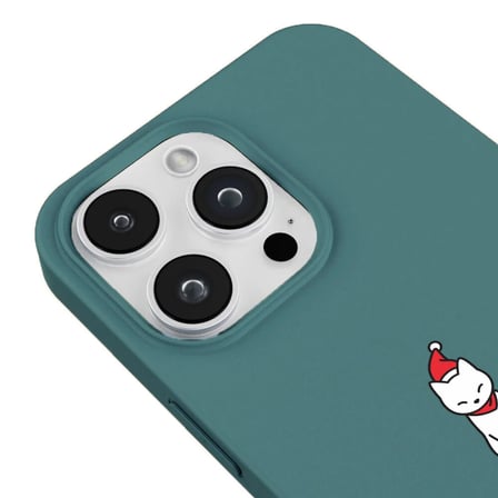 iPhone 15 Pro Max Haki Lansman Renkli Silikon New Year Kedi Tasarımlı Premium Kılıf