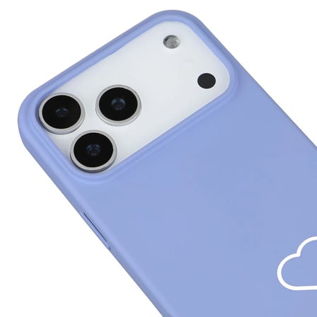 iPhone 17 Pro Lila Lansman Renkli Silikon Beyaz Kalp Desenli Kamera Korumalı Kılıf