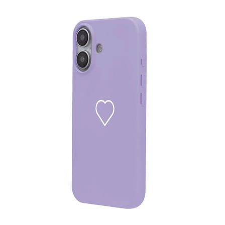 iPhone 17 Lila Lansman Renkli Silikon Beyaz Kalp Desenli Kamera Korumalı Kılıf