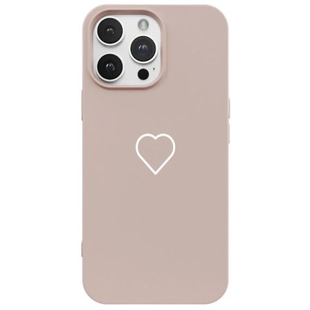 iPhone 13 Pro Max Pudra Lansman Renkli Silikon Beyaz Kalp Desenli Kamera Korumalı Kılıf