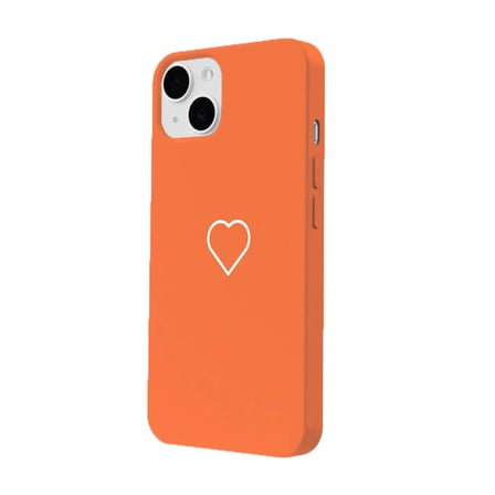 iPhone 15 Pudra Lansman Renkli Silikon Beyaz Kalp Desenli Kamera Korumalı Kılıf