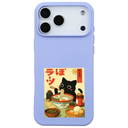 iPhone 17 Pro Lila Lansman Renkli Silikon Black Cat Tasarımlı Telefon Kılıfı