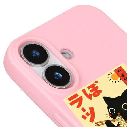 iPhone 17 Pembe Lansman Renkli Silikon Black Cat Tasarımlı Telefon Kılıfı