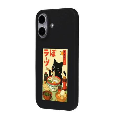 iPhone 17 Siyah Lansman Renkli Silikon Black Cat Tasarımlı Telefon Kılıfı