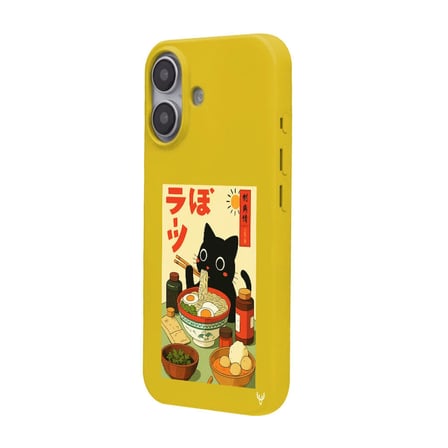iPhone 16 Plus Sarı Lansman Renkli Silikon Black Cat Tasarımlı Telefon Kılıfı