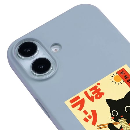 iPhone 16 Mavi Lansman Renkli Silikon Black Cat Tasarımlı Telefon Kılıfı