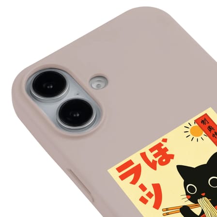 iPhone 16 Pudra Lansman Renkli Silikon Black Cat Tasarımlı Telefon Kılıfı