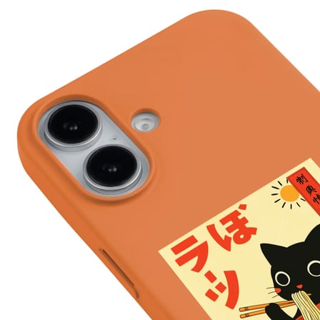 iPhone 16 Turuncu Lansman Renkli Silikon Black Cat Tasarımlı Telefon Kılıfı