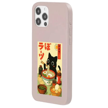 iPhone 16 Pro Max Pudra Lansman Renkli Silikon Black Cat Tasarımlı Telefon Kılıfı