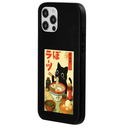 iPhone 13 Pro Max Siyah Lansman Renkli Silikon Black Cat Tasarımlı Telefon Kılıfı