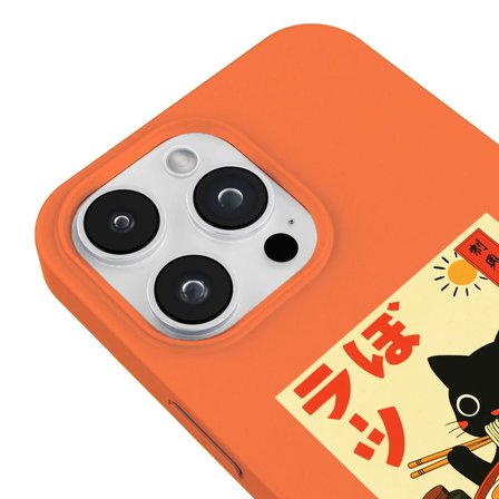 iPhone 12 Pro Max Turuncu Lansman Renkli Silikon Black Cat Tasarımlı Telefon Kılıfı