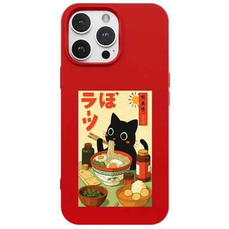 iPhone 12 Pro Kırmızı Lansman Renkli Silikon Black Cat Tasarımlı Telefon Kılıfı