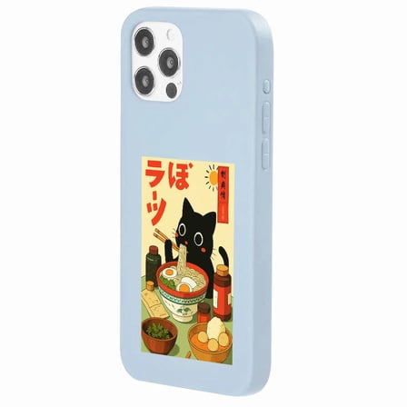 iPhone 11 Pro Mavi Lansman Renkli Silikon Black Cat Tasarımlı Telefon Kılıfı