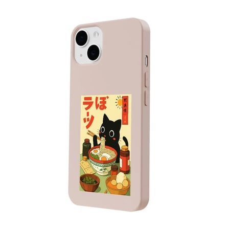 iPhone 14 Plus Pudra Lansman Renkli Silikon Black Cat Tasarımlı Telefon Kılıfı