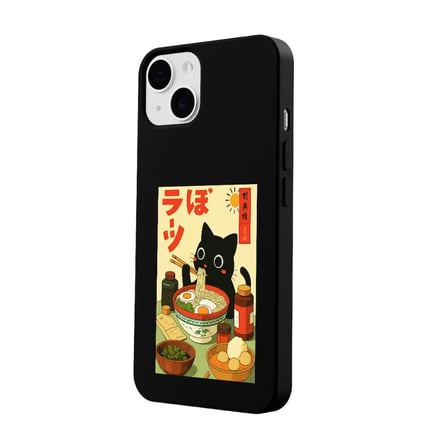 iPhone 14 Plus Siyah Lansman Renkli Silikon Black Cat Tasarımlı Telefon Kılıfı