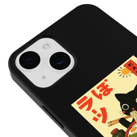 iPhone 14 Plus Siyah Lansman Renkli Silikon Black Cat Tasarımlı Telefon Kılıfı