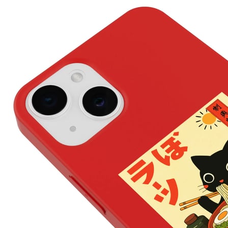 iPhone 14 Kırmızı Lansman Renkli Silikon Black Cat Tasarımlı Telefon Kılıfı