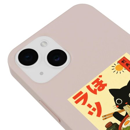 iPhone 13 Pudra Lansman Renkli Silikon Black Cat Tasarımlı Telefon Kılıfı