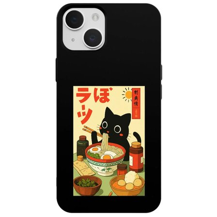 iPhone 13 Siyah Lansman Renkli Silikon Black Cat Tasarımlı Telefon Kılıfı