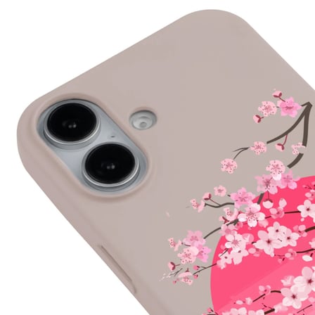iPhone 16 Plus Pudra Lansman Sakura Renkli Silikon Kılıfı