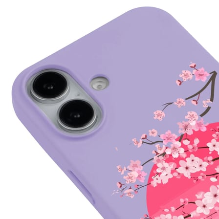 iPhone 16 Lila Lansman Sakura Renkli Silikon Kılıfı