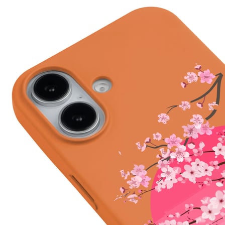 iPhone 16 Turuncu Lansman Sakura Renkli Silikon Kılıfı