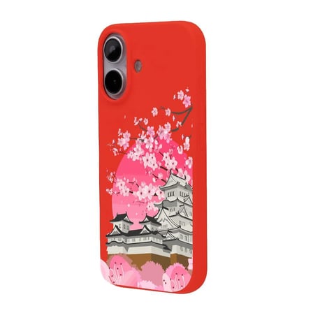 iPhone 17 Kırmızı Lansman Sakura Renkli Silikon Kılıfı