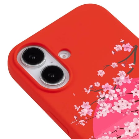 iPhone 17 Kırmızı Lansman Sakura Renkli Silikon Kılıfı