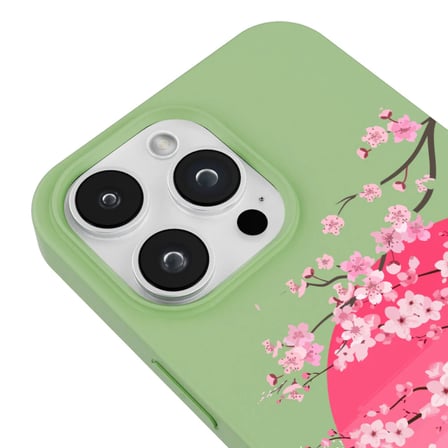 iPhone 16 Pro Yeşil Lansman Sakura Renkli Silikon Kılıfı